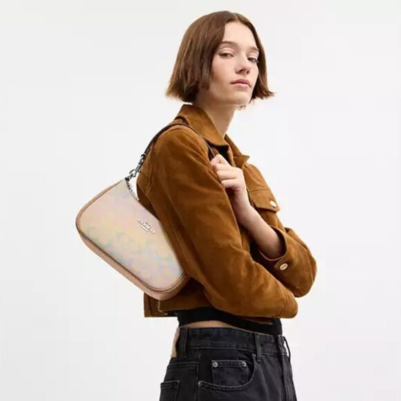 NWT Coach Teri Shoulder Bag In Rainbow Signature Canvas - Picture 5 of 13